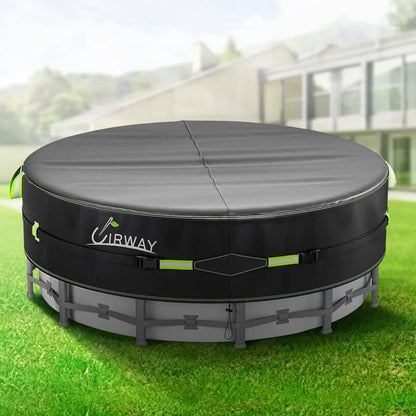 Round Above Ground Pool Cover – UV Resistant Solar Tarp with Windproof Ropes, Reflective Strips & Debris Protection