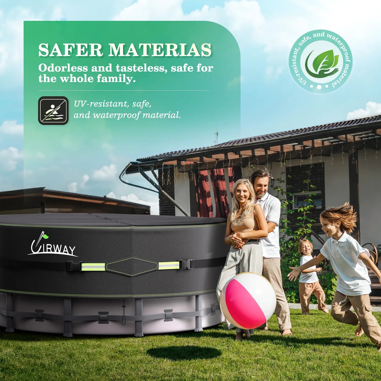 Round Above Ground Pool Cover – UV Resistant Solar Tarp with Windproof Ropes, Reflective Strips & Debris Protection